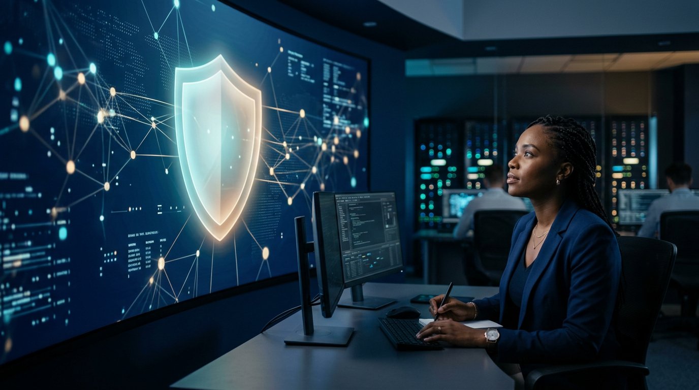 Security analyst monitoring a protected network